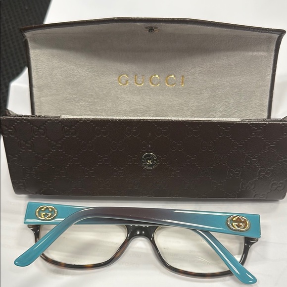 Gucci Blue and Brown Glasses with Case - Picture 1 of 3